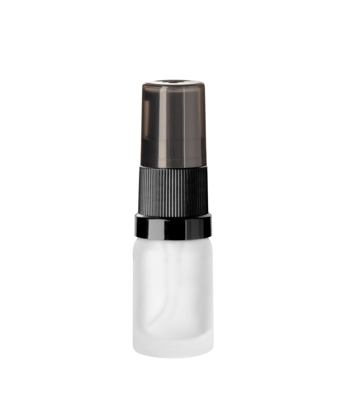 Glasflasche 5 ml klar matt mit schwarzer Dosierpumpe - zum Befüllen