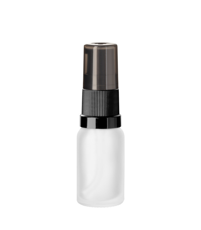 Glasflasche klar matt 10 ml mit schwarzer Dosierpumpe | Leer kaufen