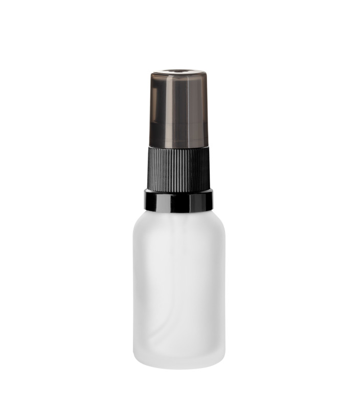 Glasflasche 15 ml klar matt mit schwarzer Pumpe | Dosierpumpe