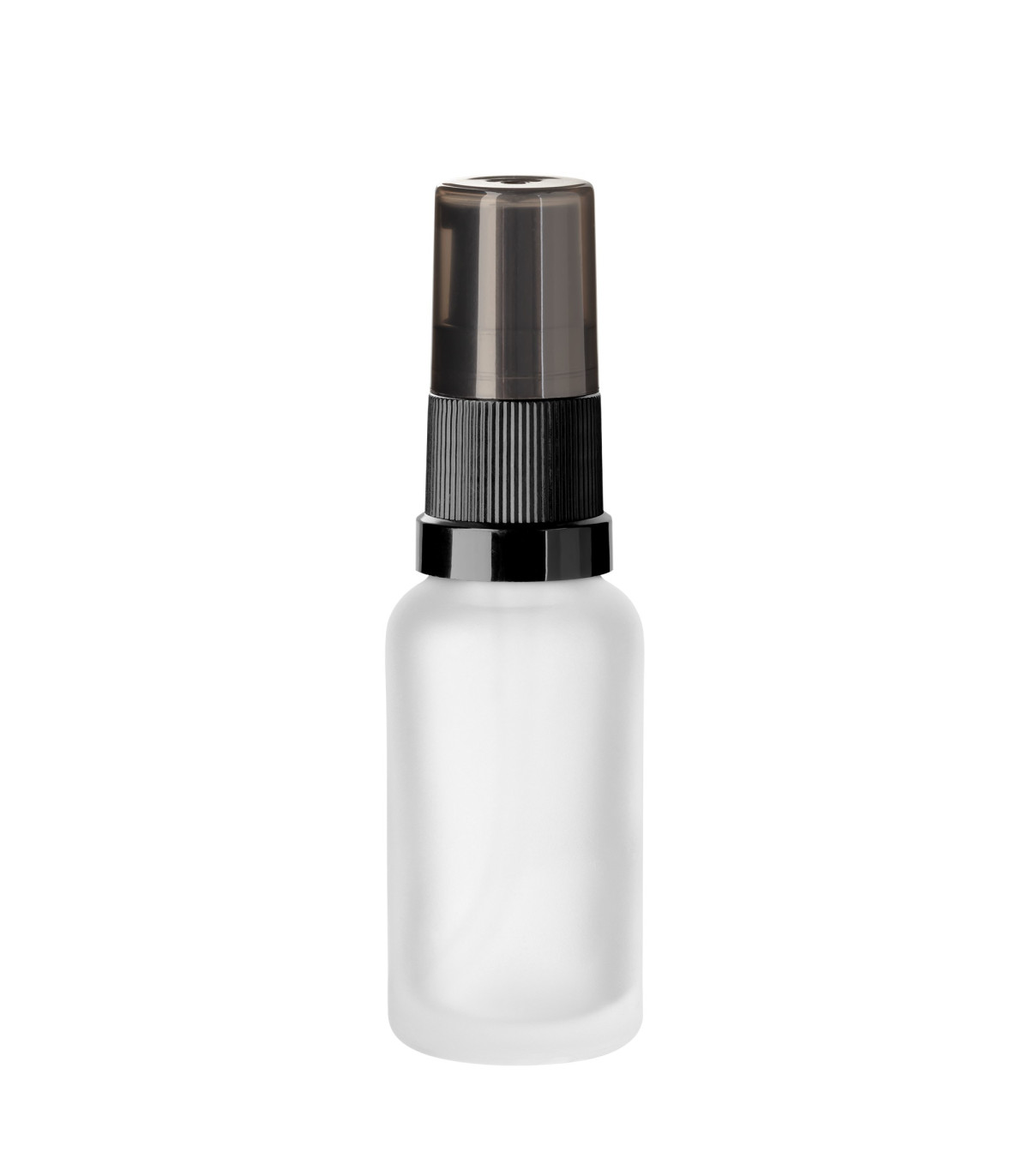 Glasflasche 20 ml klar matt mit schwarzer Pumpe | Pumpflasche