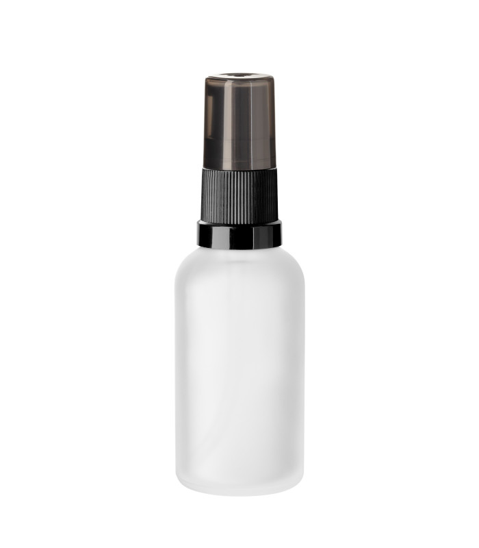 Glasflasche 30 ml klar matt mit schwarzer Dosierpumpe | Leer kaufen