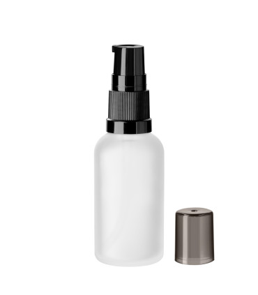 Glasflasche 30 ml klar matt mit schwarzer Dosierpumpe | Leer kaufen