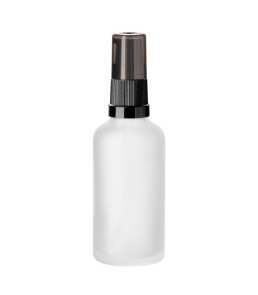 Glasflasche klar matt satiniert 50 ml mit schwarzer Pumpe | Frosted