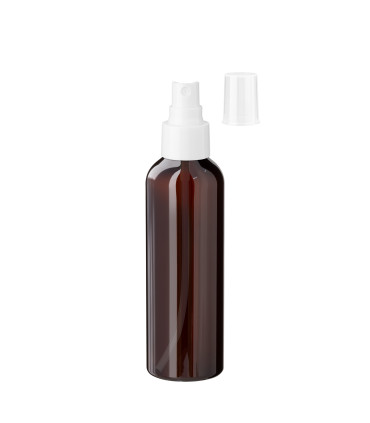PET-Kunststoffflasche 150 ml braun mit weißem Zerstäuber | Sprühkopf