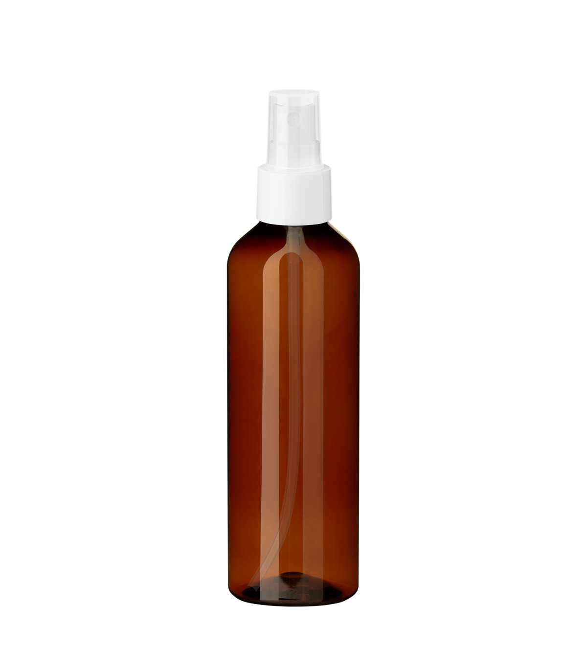 PET-Kunststoffflasche braun 200 ml mit weißem Sprühkopf | Leer kaufen