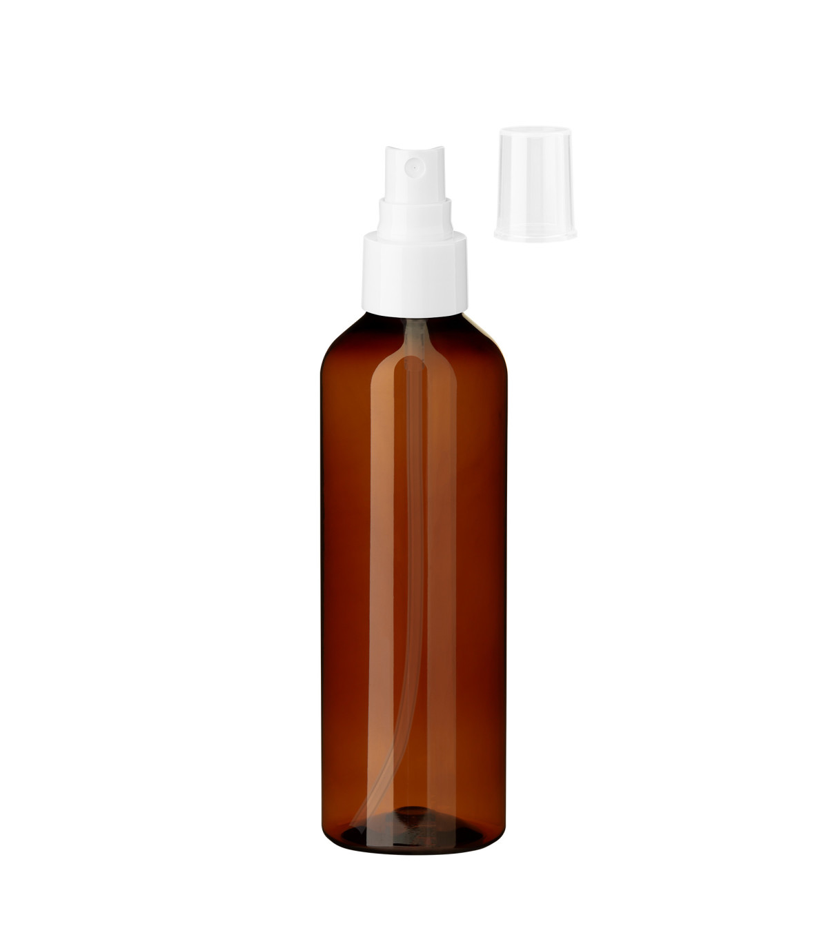 PET-Kunststoffflasche braun 200 ml mit weißem Sprühkopf | Leer kaufen