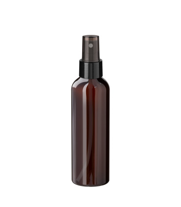PET-Kunststoffflasche braun 150 ml mit schwarzem Sprühkopf | Pumpspray
