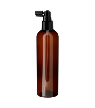 PET-Kunststoffflasche 250 ml braun mit schwarzem Zerstäuber Pumpspray