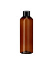 PET-Kunststoffflasche braun 200 ml mit schwarzem Schraubverschluss