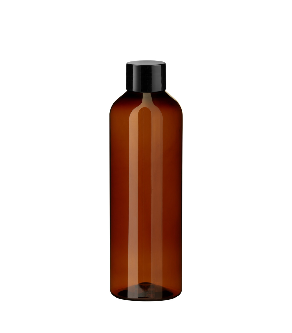 PET-Kunststoffflasche braun 200 ml mit schwarzem Schraubverschluss Set