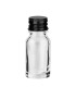 Glasflasche klar 10 ml mit schwarzem Aluminium-Schraubverschluss 18 mm