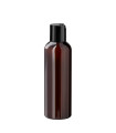 PET-Kunststoffflasche braun 150 ml mit schwarzem Disc-Top-Schraubverschluss