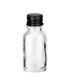 Glasflasche klar 15 ml mit schwarzem Aluminium-Schraubverschluss 18 mm