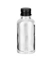 Glasflasche klar 30 ml mit schwarzem Aluminium-Schraubverschluss