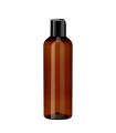 PET-Kunststoffflasche braun 200 ml mit schwarzem Disc-Top-Schraubverschluss