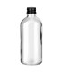Glasflasche klar 100 ml mit schwarzem Aluminium-Schraubverschluss 18mm