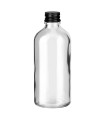 Glasflasche klar 100 ml mit schwarzem Aluminium-Schraubverschluss