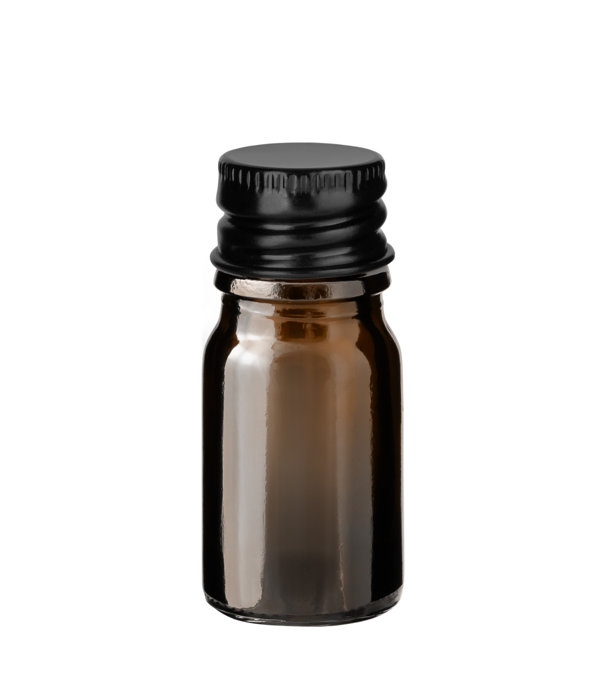 Glasflasche braun 5 ml mit schwarzem Aluminium-Schraubverschluss 18 mm