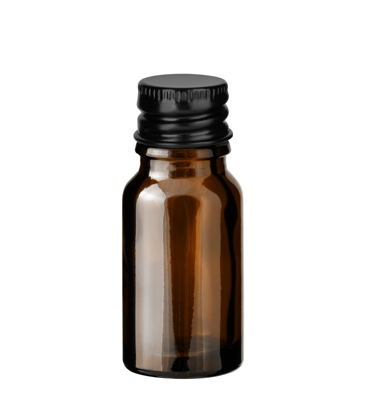 Glasflasche braun 10 ml mit schwarzem Aluminium-Schraubverschluss 18mm