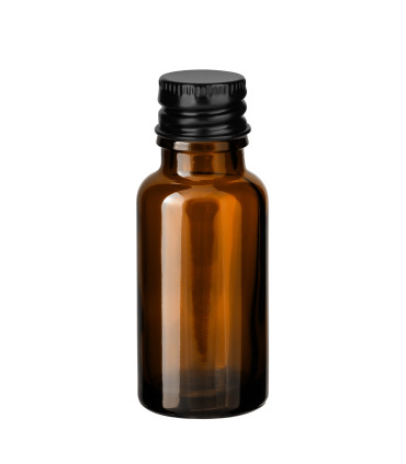 Glasflasche braun 20 ml mit schwarzem Aluminium-Schraubverschluss Leer