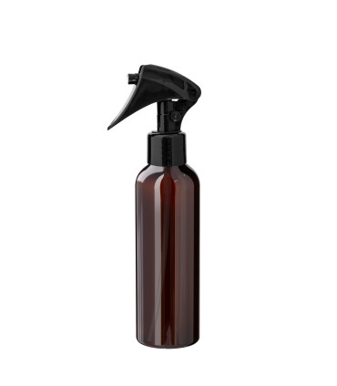 PET-Kunststoffflasche braun 150 ml mit schwarzem Mini-Trigger - 24/410