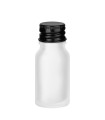Glasflasche farblos satiniert 10 ml mit schwarzem Aluminium-Schraubverschluss
