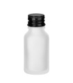 Glasflasche 15 ml klar matt mit schwarzem Aluminium-Schraubverschluss