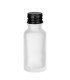 Glasflasche farblos satiniert 20 ml mit schwarzem Aluminium-Verschluss