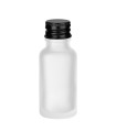 Glasflasche farblos satiniert 20 ml mit schwarzem Aluminium-Schraubverschluss