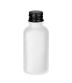 Glasflasche farblos satiniert 30 ml mit schwarzem Aluminium-Schraubverschluss