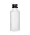 Glasflasche 50 ml klar matt mit schwarzem Aluminium-Schraubverschluss