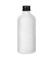 Glasflasche farblos satiniert 100 ml mit schwarzem Aluminium-Schraubverschluss