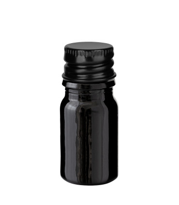 Schwarze Glasflasche 5 ml mit schwarzem Aluminium-Schraubverschluss