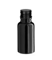 Glasflasche 20 ml schwarz mit schwarzem Aluminium-Schraubverschluss