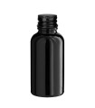 Glasflasche 30 ml schwarz mit schwarzem Aluminium-Schraubverschluss