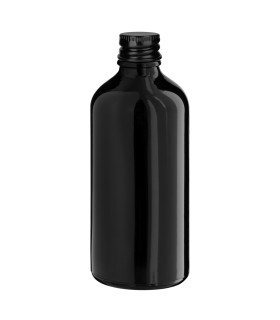 Schwarze Glasflasche 100 ml mit schwarzem Aluminium-Schraubverschluss