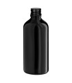 Glasflasche 100 ml schwarz mit schwarzem Aluminium-Schraubverschluss