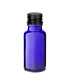 Glasflasche blau 20 ml mit schwarzem Aluminium-Schraubverschluss 18 mm