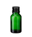 Grüne Glasflasche 15 ml mit schwarzem Aluminium-Schraubverschluss