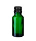 Grüne Glasflasche 20 ml mit schwarzem Aluminium-Schraubverschluss Set