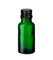 Grüne Glasflasche 20 ml mit schwarzem Aluminium-Schraubverschluss