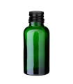 Grüne Glasflasche 30 ml mit schwarzem Aluminium-Schraubverschluss