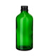 Grüne Glasflasche 100 ml mit schwarzem Aluminium-Schraubverschluss Set