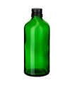 Grüne Glasflasche 100 ml mit schwarzem Aluminium-Schraubverschluss