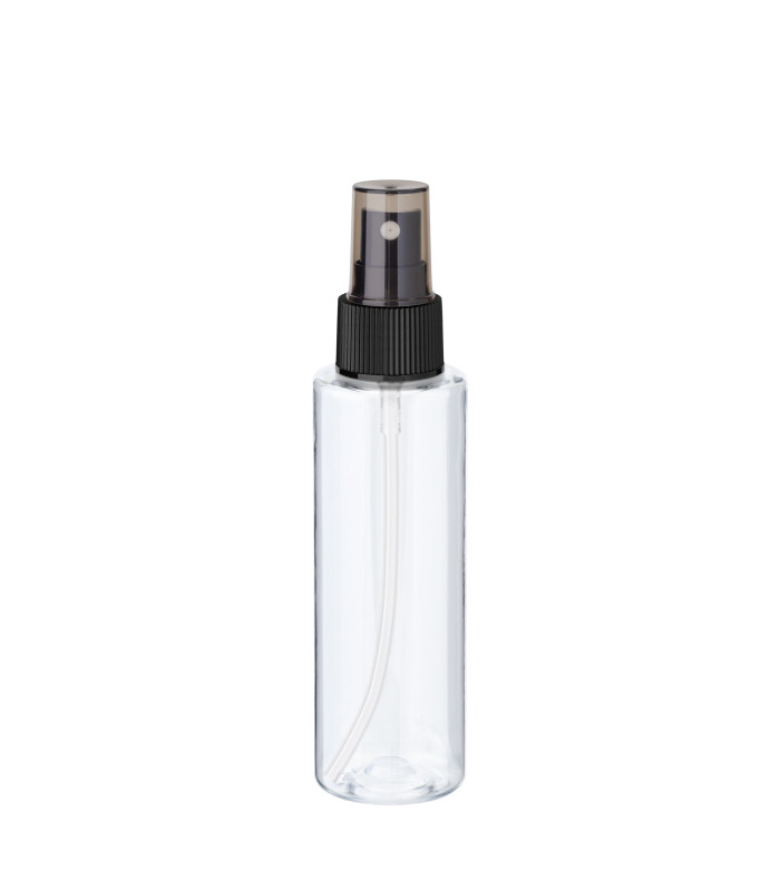 PET-Flasche 100 ml transparent mit schwarzem Zerstäuber [3] - Leer