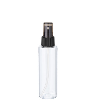 PET-Flasche 100 ml transparent mit schwarzem Zerstäuber [3] - Leer