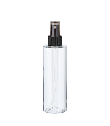 PET-Flasche 200 ml transparent mit schwarzem Zerstäuber [3] - DIN 24