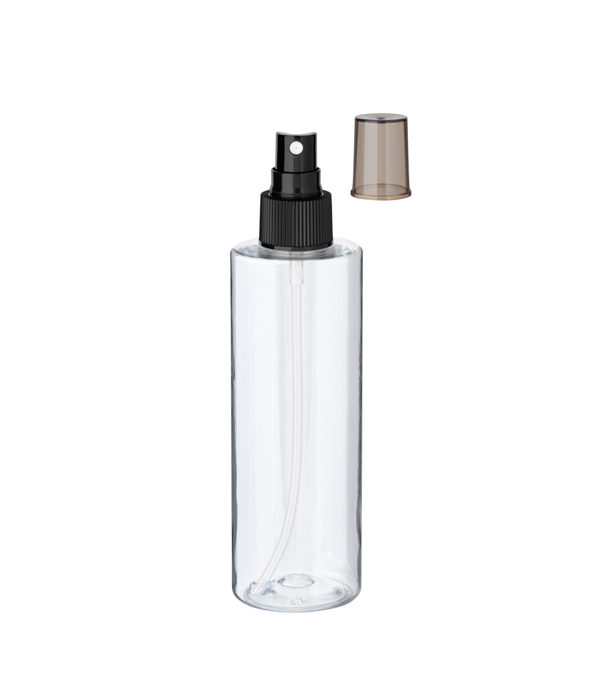 PET-Flasche 200 ml transparent mit schwarzem Zerstäuber [3] - DIN 24