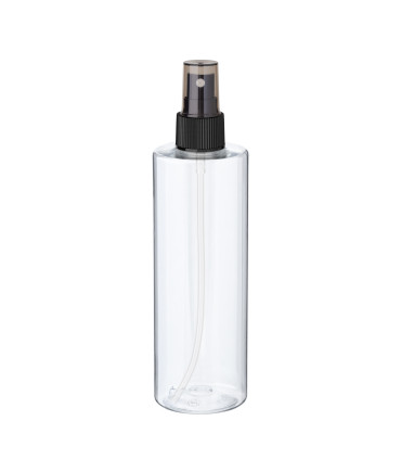 PET-Flasche 250 ml transparent mit schwarzem Zerstäuber [3] - DIN 24