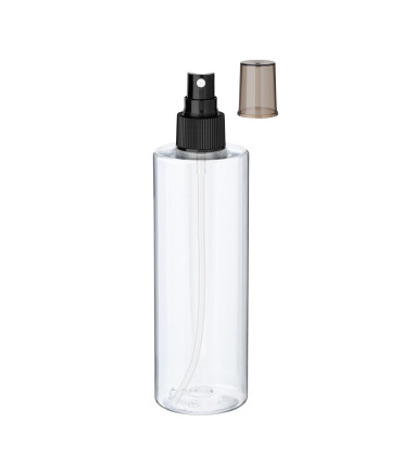 PET-Flasche 250 ml transparent mit schwarzem Zerstäuber [3] - DIN 24